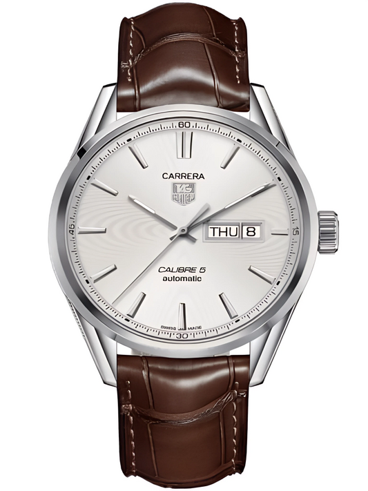 Classic Carrera Style Automatic Day-Date Watch with Leather Strap